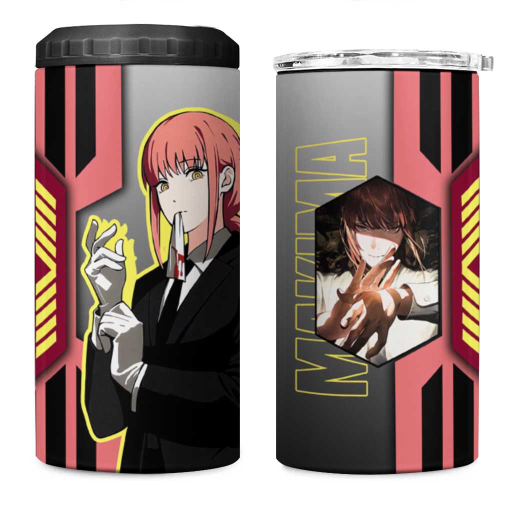 Makima from Chainsaw Man 4 in 1 Can Cooler Tumbler with Cool Posing and Character Design - The Mazicc