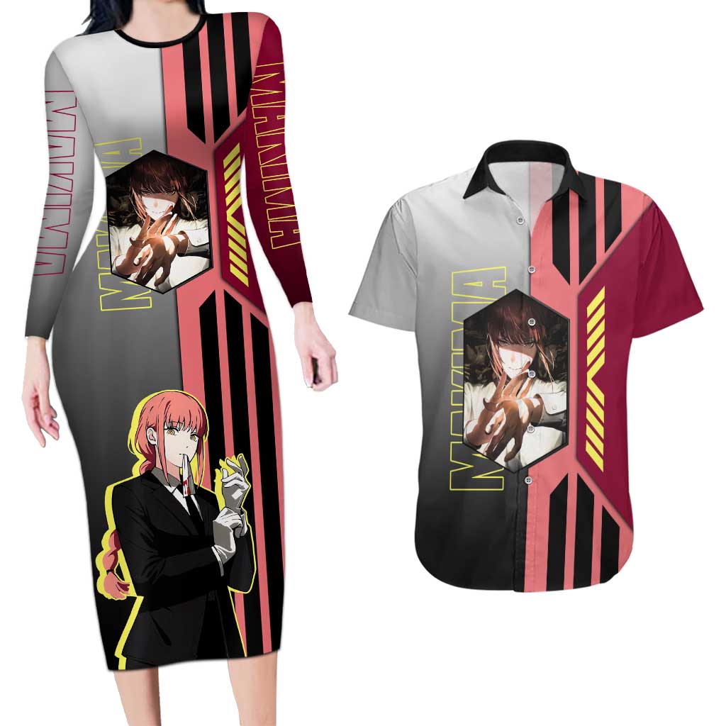 Makima from Chainsaw Man Couples Matching Long Sleeve Bodycon Dress and Hawaiian Shirt with Cool Posing and Character Design - The Mazicc