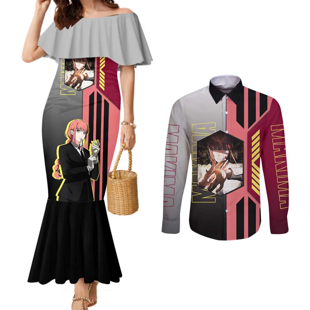 Makima from Chainsaw Man Couples Matching Mermaid Dress and Long Sleeve Button Shirt with Cool Posing and Character Design - The Mazicc