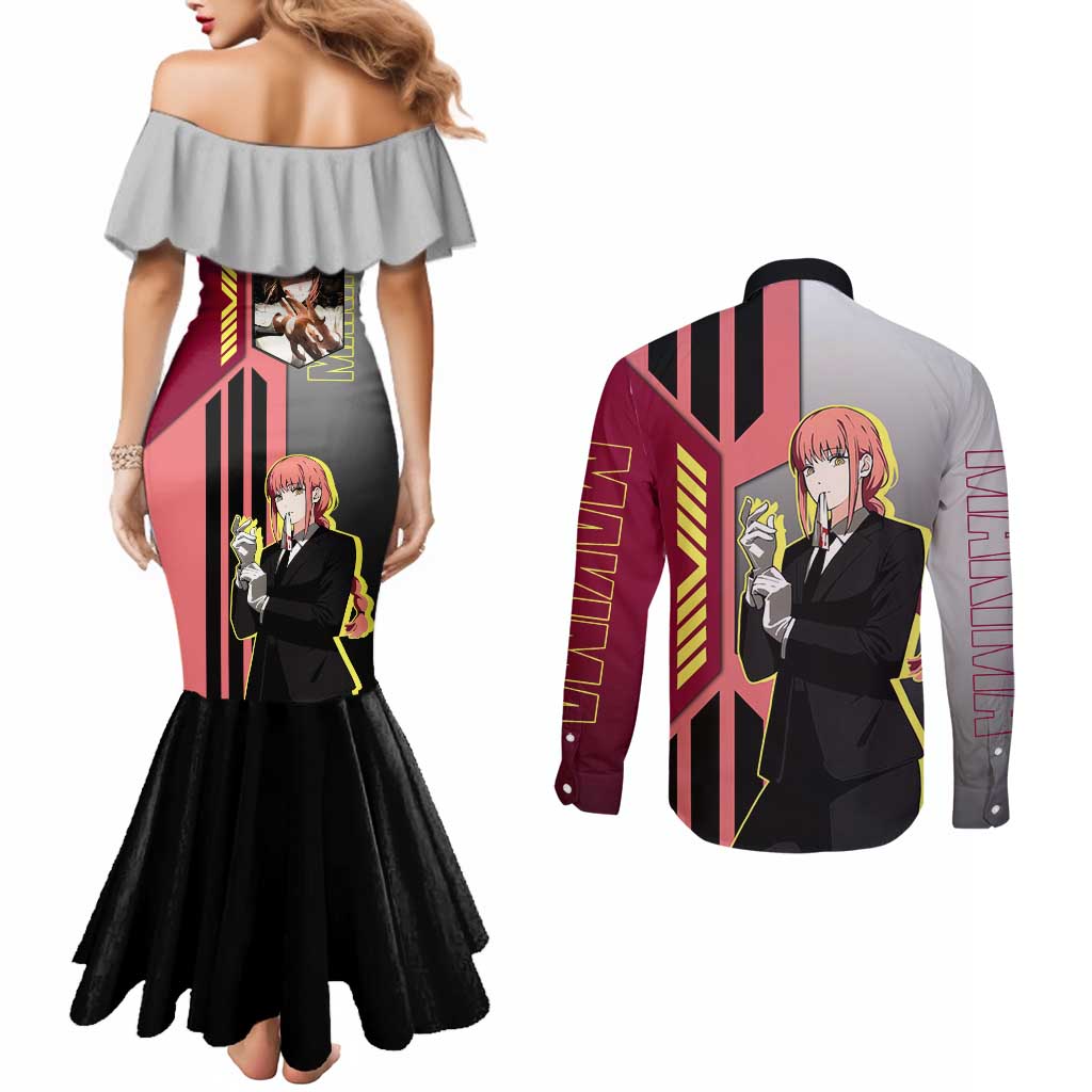 Makima from Chainsaw Man Couples Matching Mermaid Dress and Long Sleeve Button Shirt with Cool Posing and Character Design - The Mazicc
