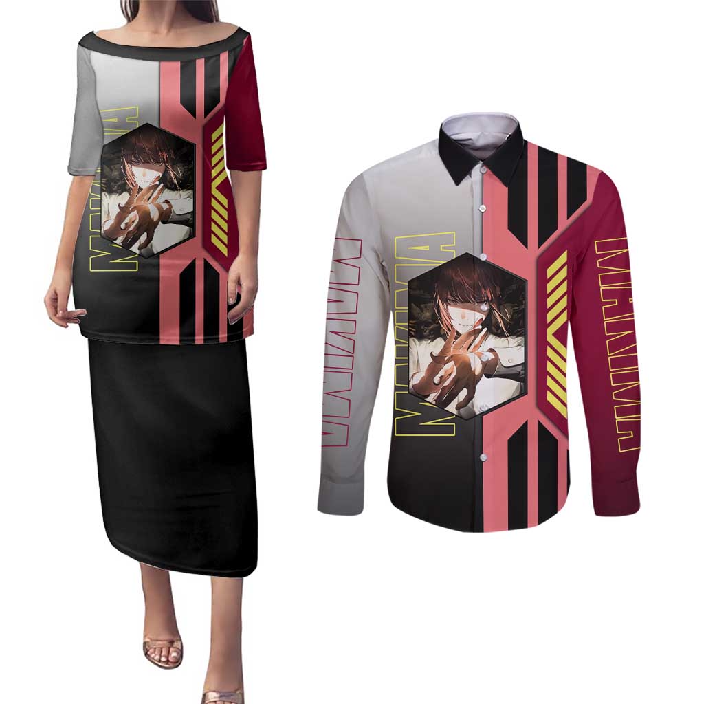 Makima from Chainsaw Man Couples Matching Puletasi and Long Sleeve Button Shirt with Cool Posing and Character Design - The Mazicc