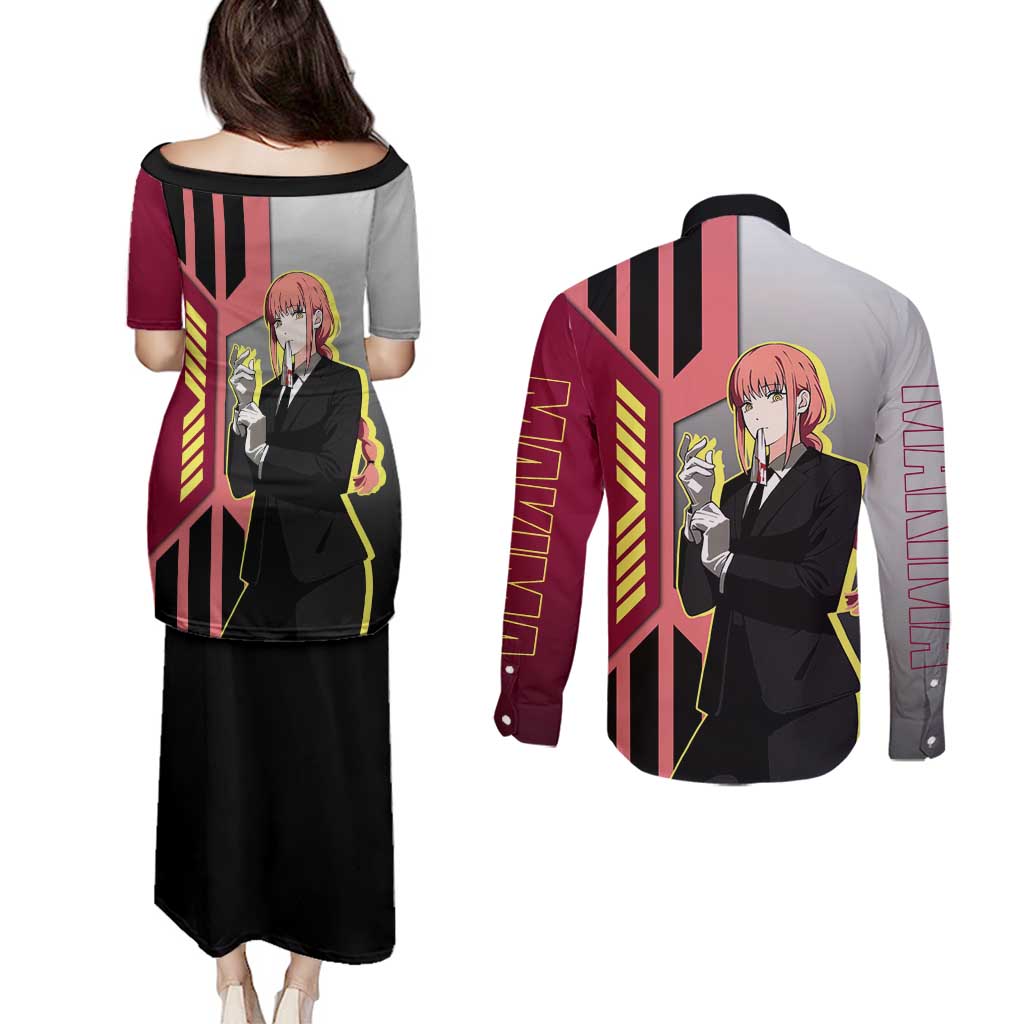 Makima from Chainsaw Man Couples Matching Puletasi and Long Sleeve Button Shirt with Cool Posing and Character Design - The Mazicc