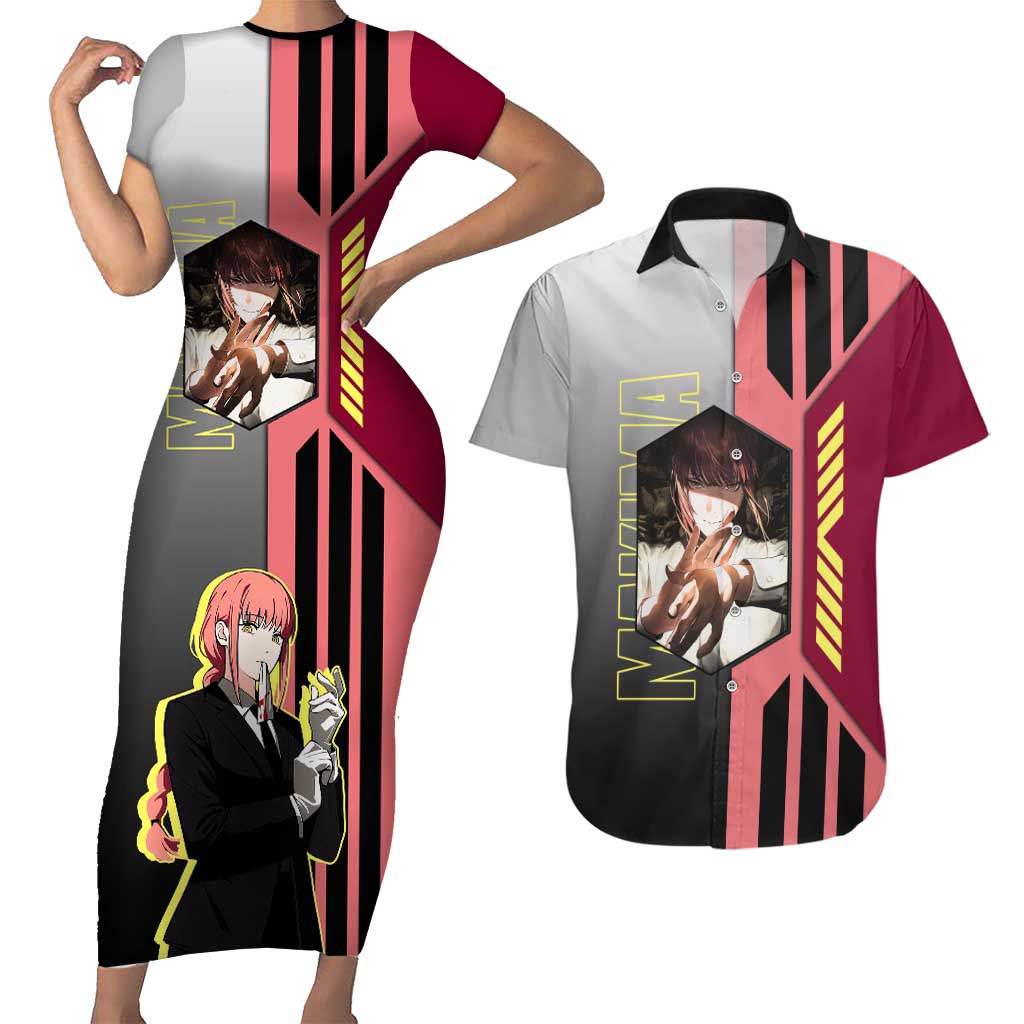 Makima from Chainsaw Man Couples Matching Short Sleeve Bodycon Dress and Hawaiian Shirt with Cool Posing and Character Design - The Mazicc