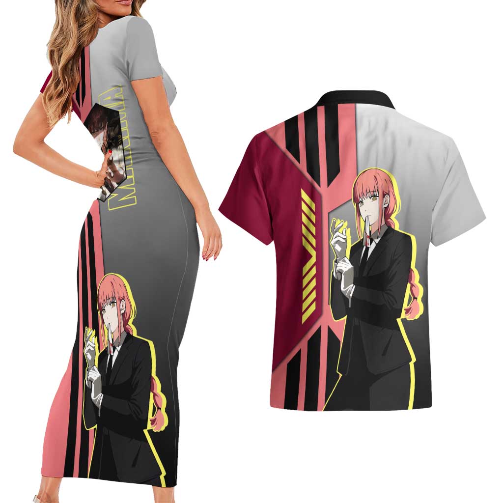 Makima from Chainsaw Man Couples Matching Short Sleeve Bodycon Dress and Hawaiian Shirt with Cool Posing and Character Design - The Mazicc