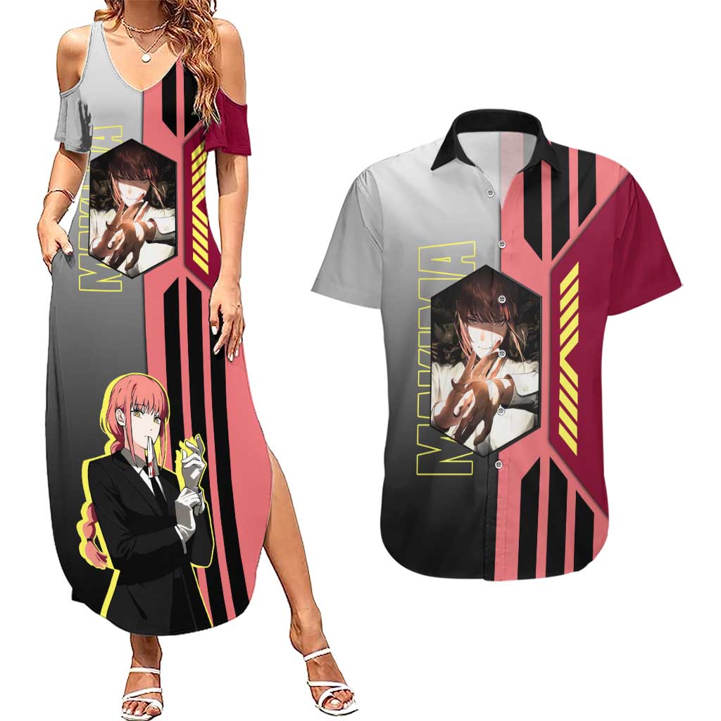 Makima from Chainsaw Man Couples Matching Summer Maxi Dress and Hawaiian Shirt with Cool Posing and Character Design - The Mazicc