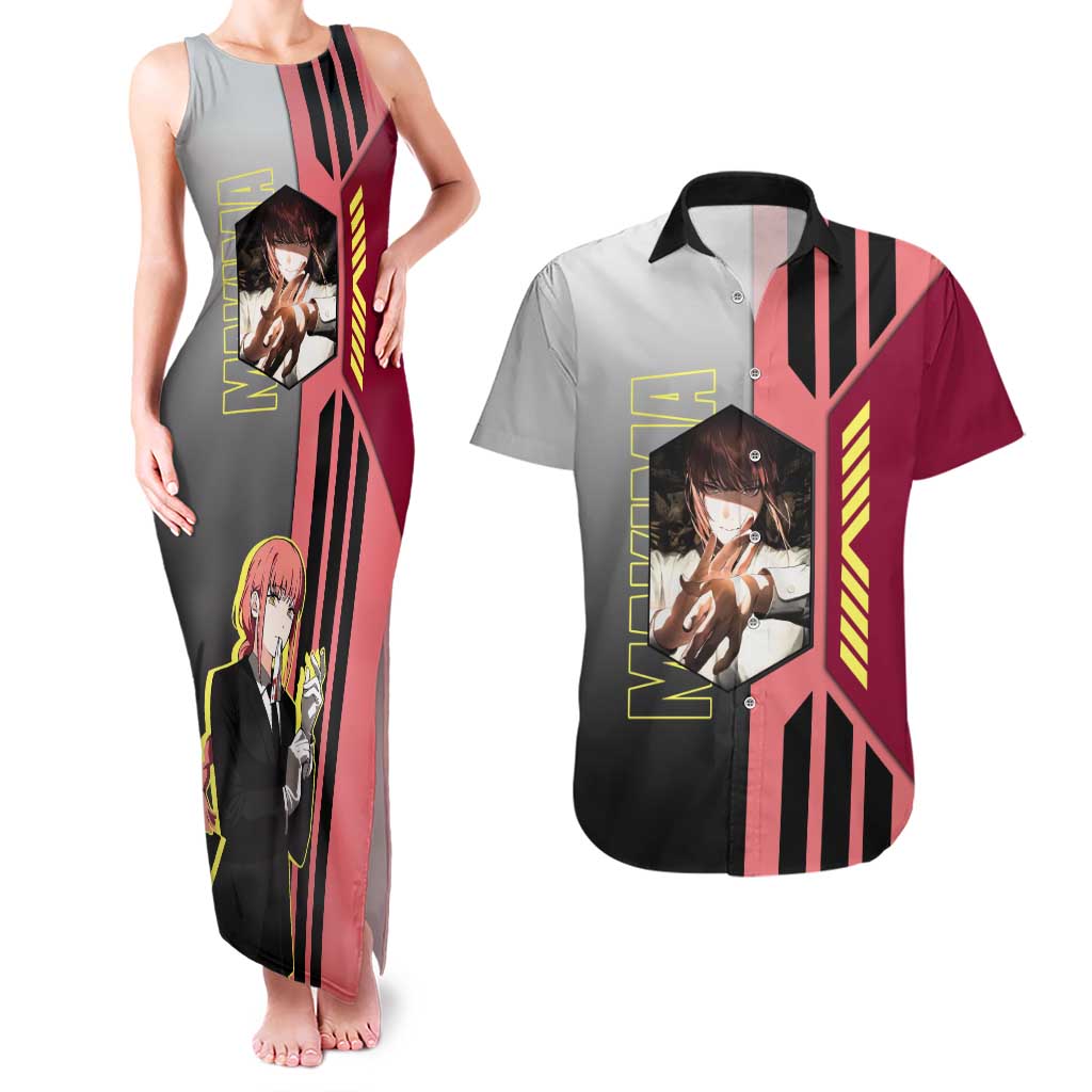 Makima from Chainsaw Man Couples Matching Tank Maxi Dress and Hawaiian Shirt with Cool Posing and Character Design - The Mazicc