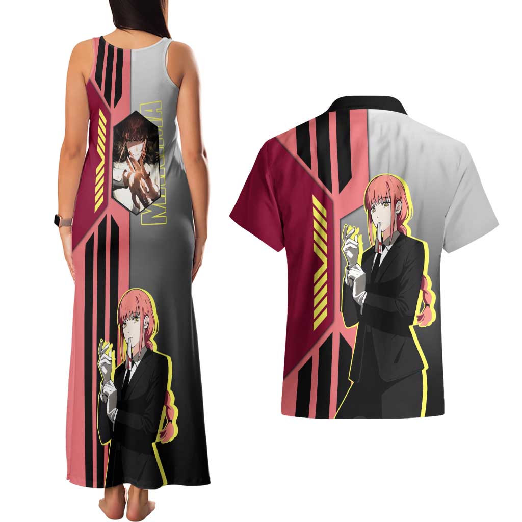 Makima from Chainsaw Man Couples Matching Tank Maxi Dress and Hawaiian Shirt with Cool Posing and Character Design - The Mazicc