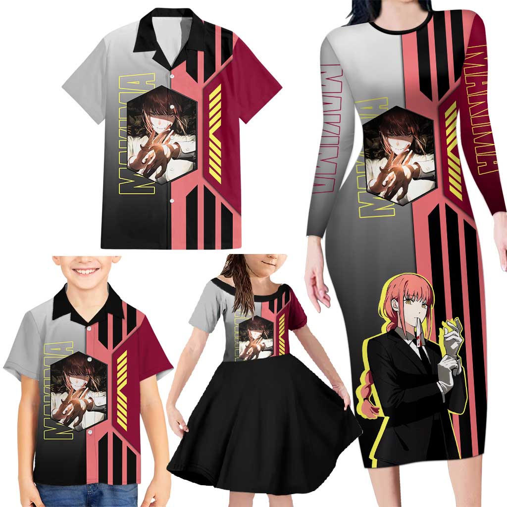 Makima from Chainsaw Man Family Matching Long Sleeve Bodycon Dress and Hawaiian Shirt with Cool Posing and Character Design - The Mazicc