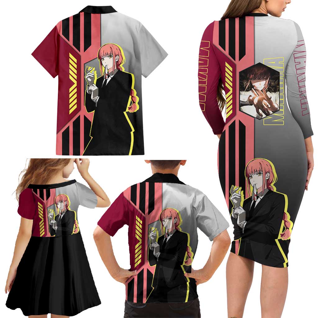 Makima from Chainsaw Man Family Matching Long Sleeve Bodycon Dress and Hawaiian Shirt with Cool Posing and Character Design - The Mazicc