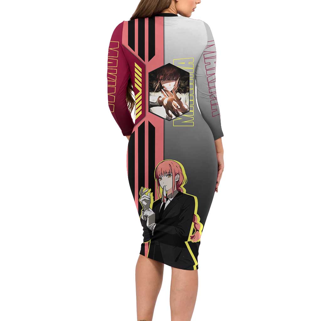 Makima from Chainsaw Man Family Matching Long Sleeve Bodycon Dress and Hawaiian Shirt with Cool Posing and Character Design - The Mazicc