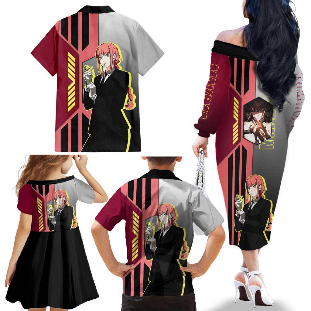 Makima from Chainsaw Man Family Matching Off The Shoulder Long Sleeve Dress and Hawaiian Shirt with Cool Posing and Character Design - The Mazicc