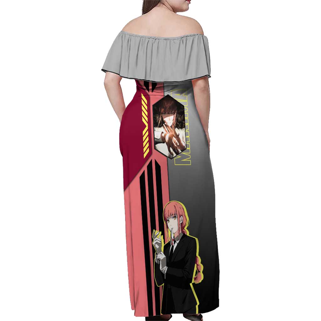 Makima from Chainsaw Man Family Matching Off Shoulder Maxi Dress and Hawaiian Shirt with Cool Posing and Character Design - The Mazicc