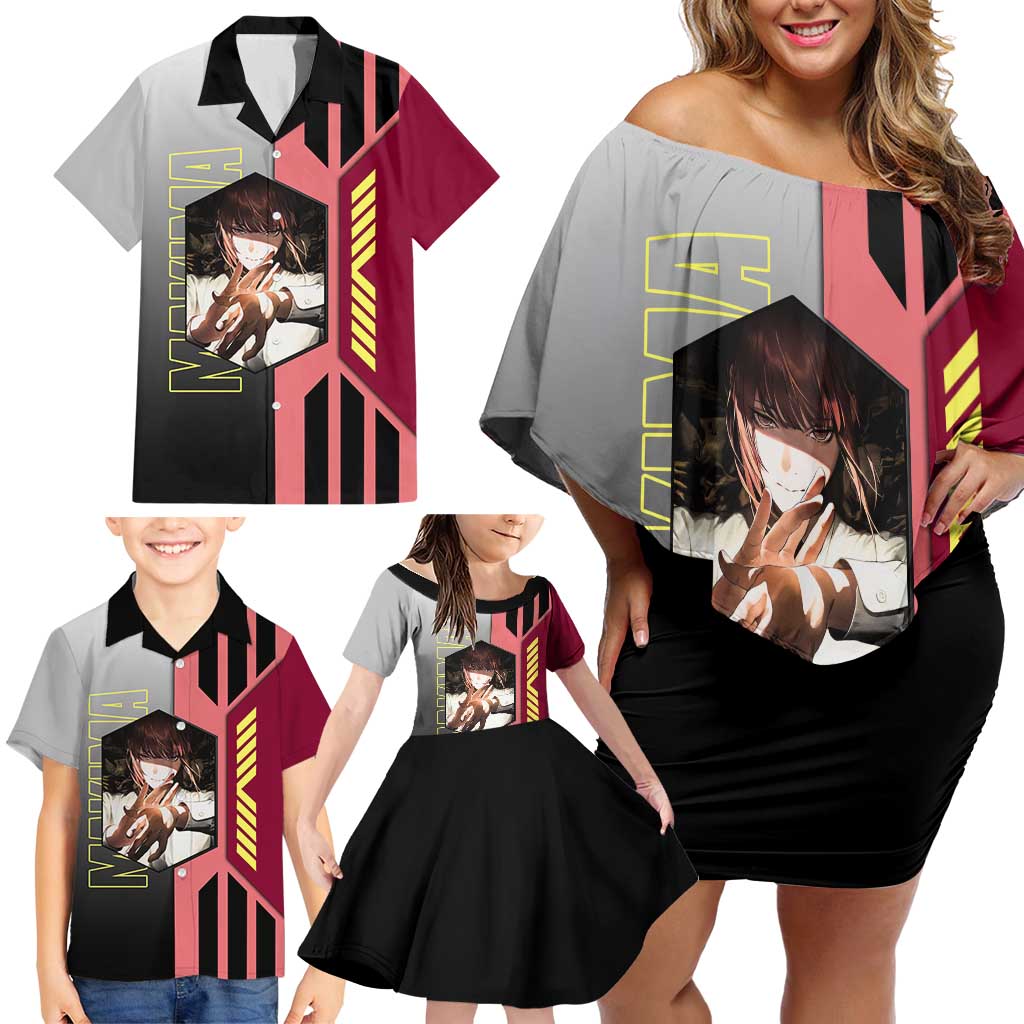 Makima from Chainsaw Man Family Matching Off Shoulder Short Dress and Hawaiian Shirt with Cool Posing and Character Design - The Mazicc