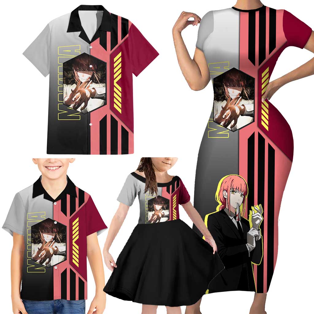 Makima from Chainsaw Man Family Matching Short Sleeve Bodycon Dress and Hawaiian Shirt with Cool Posing and Character Design - The Mazicc