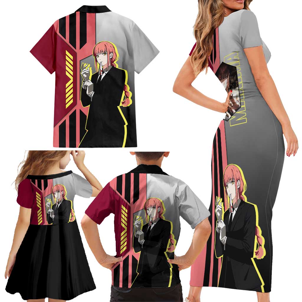Makima from Chainsaw Man Family Matching Short Sleeve Bodycon Dress and Hawaiian Shirt with Cool Posing and Character Design - The Mazicc