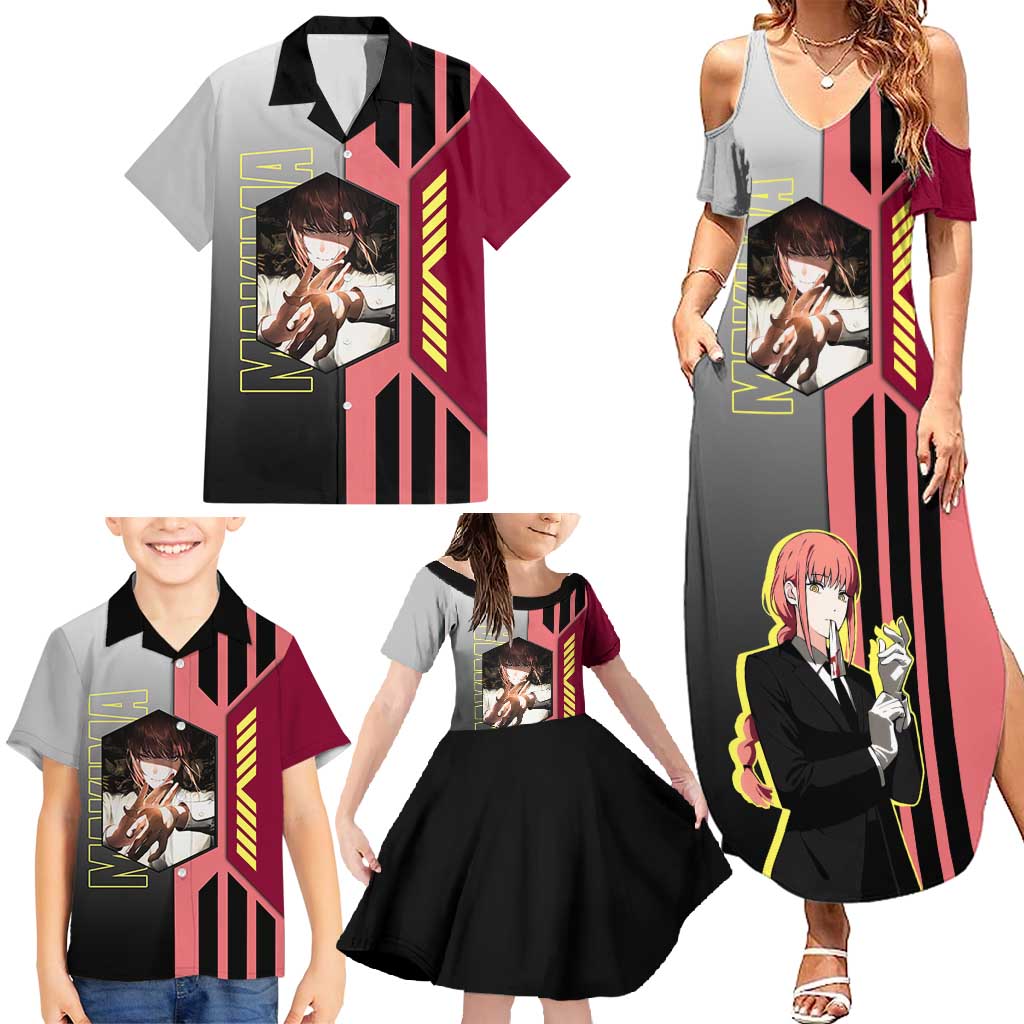 Makima from Chainsaw Man Family Matching Summer Maxi Dress and Hawaiian Shirt with Cool Posing and Character Design - The Mazicc