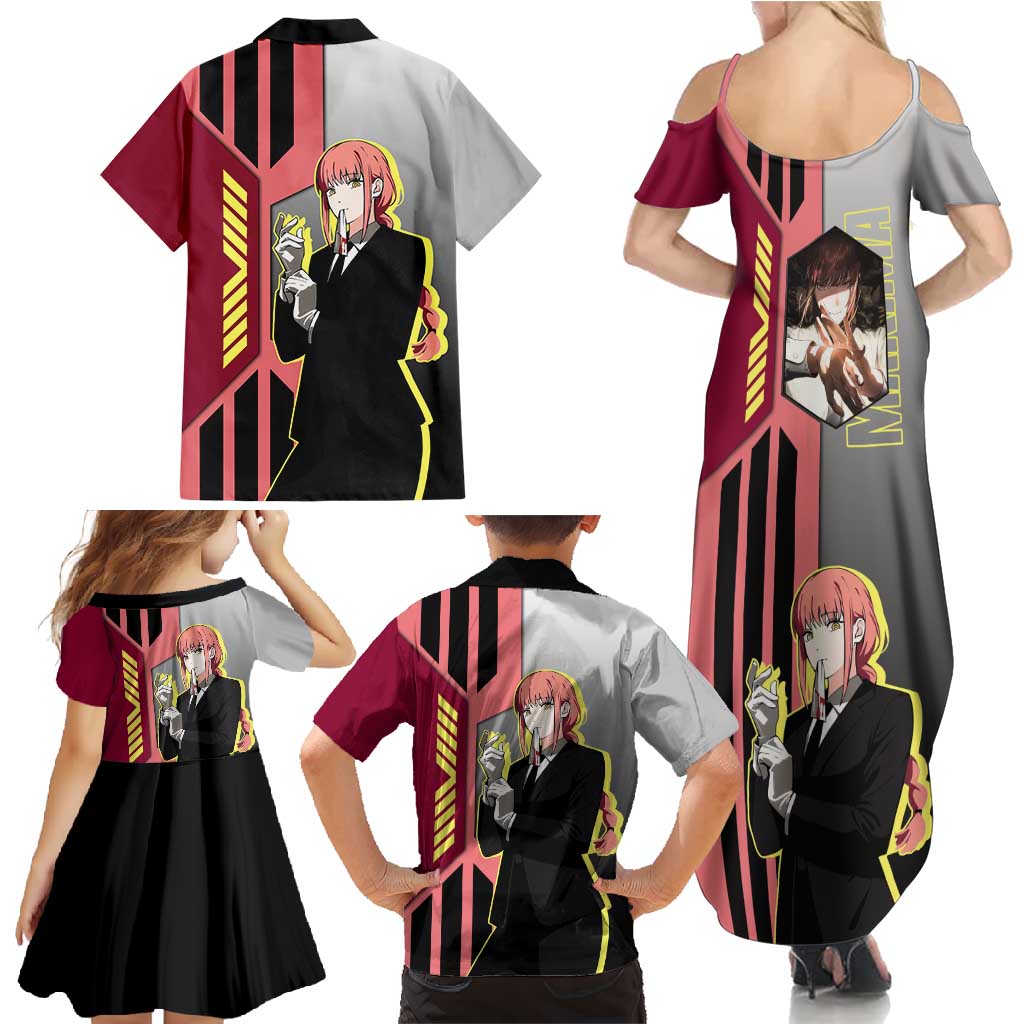 Makima from Chainsaw Man Family Matching Summer Maxi Dress and Hawaiian Shirt with Cool Posing and Character Design - The Mazicc