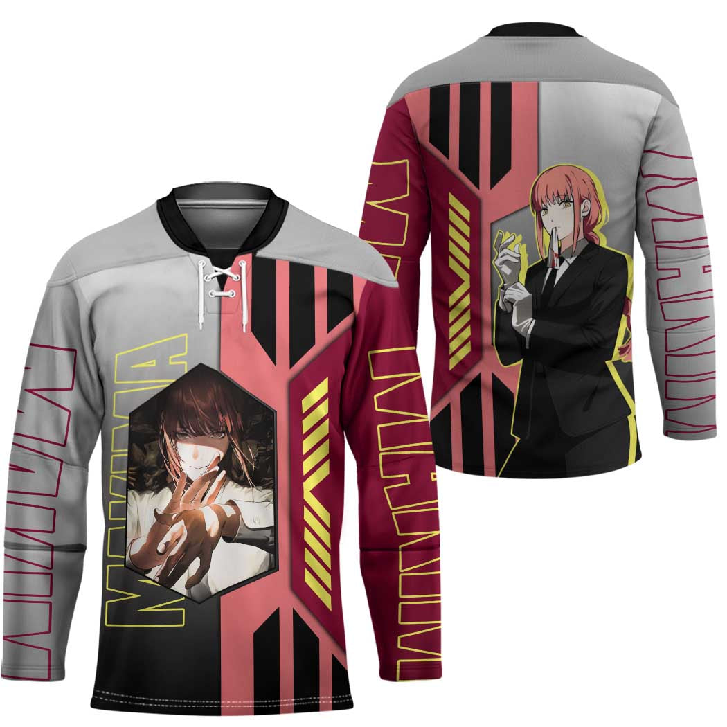 Makima from Chainsaw Man Hockey Jersey with Cool Posing and Character Design - The Mazicc