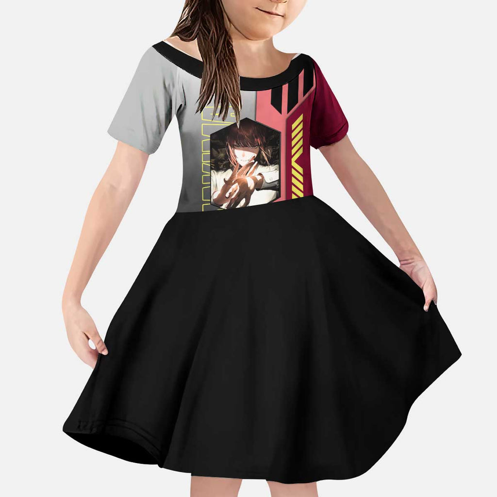 Makima from Chainsaw Man Kid Short Sleeve Dress with Cool Posing and Character Design - The Mazicc