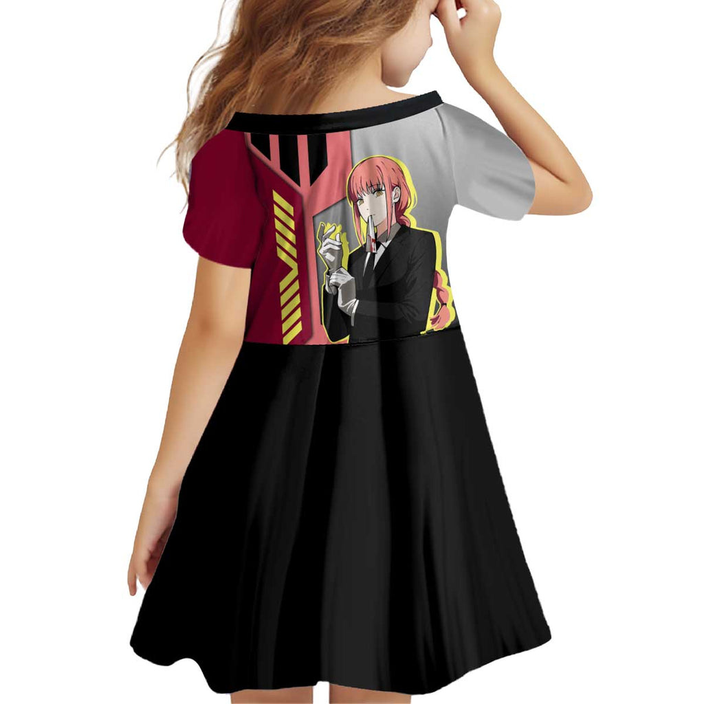 Makima from Chainsaw Man Kid Short Sleeve Dress with Cool Posing and Character Design - The Mazicc