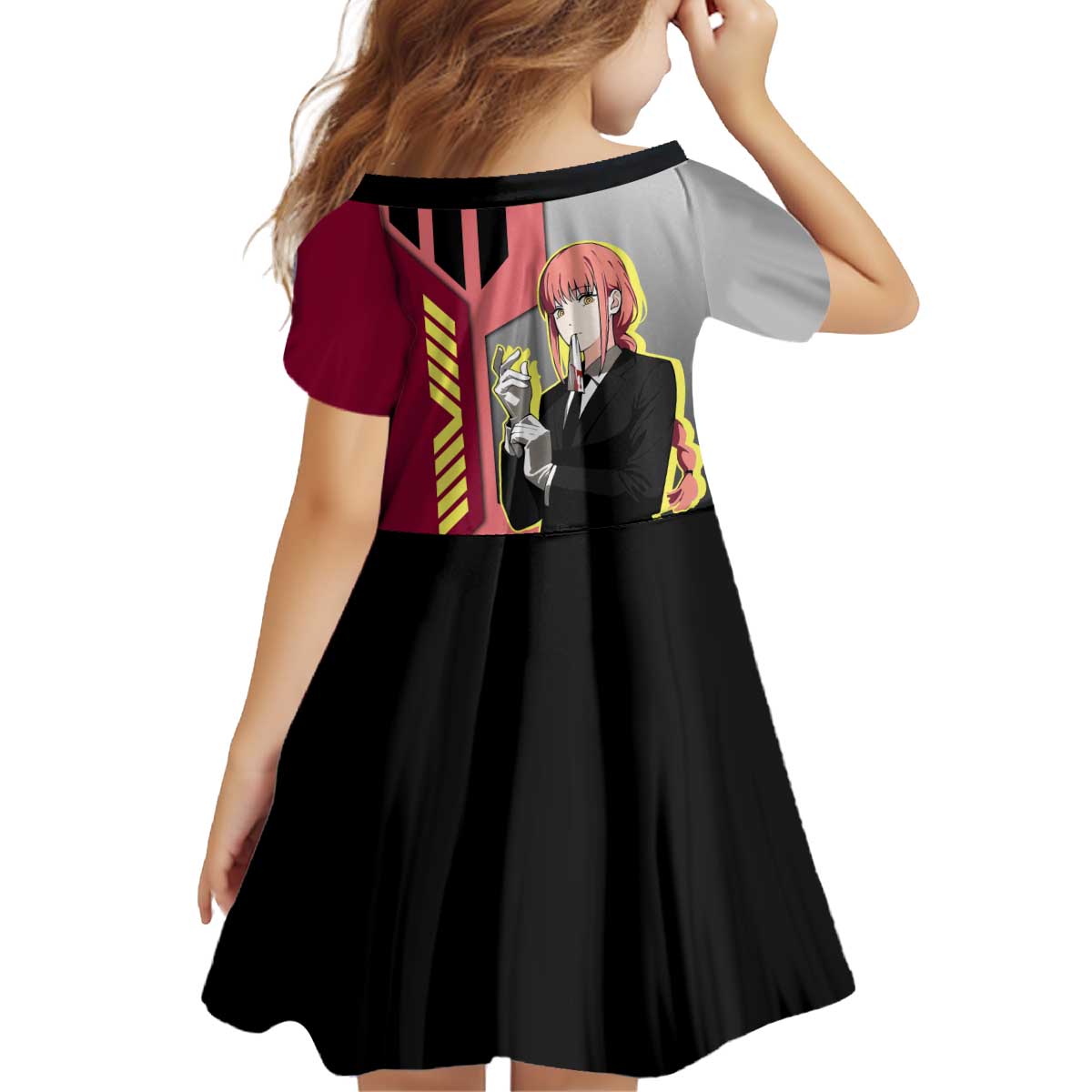 Makima from Chainsaw Man Kid Short Sleeve Dress with Cool Posing and Character Design - The Mazicc