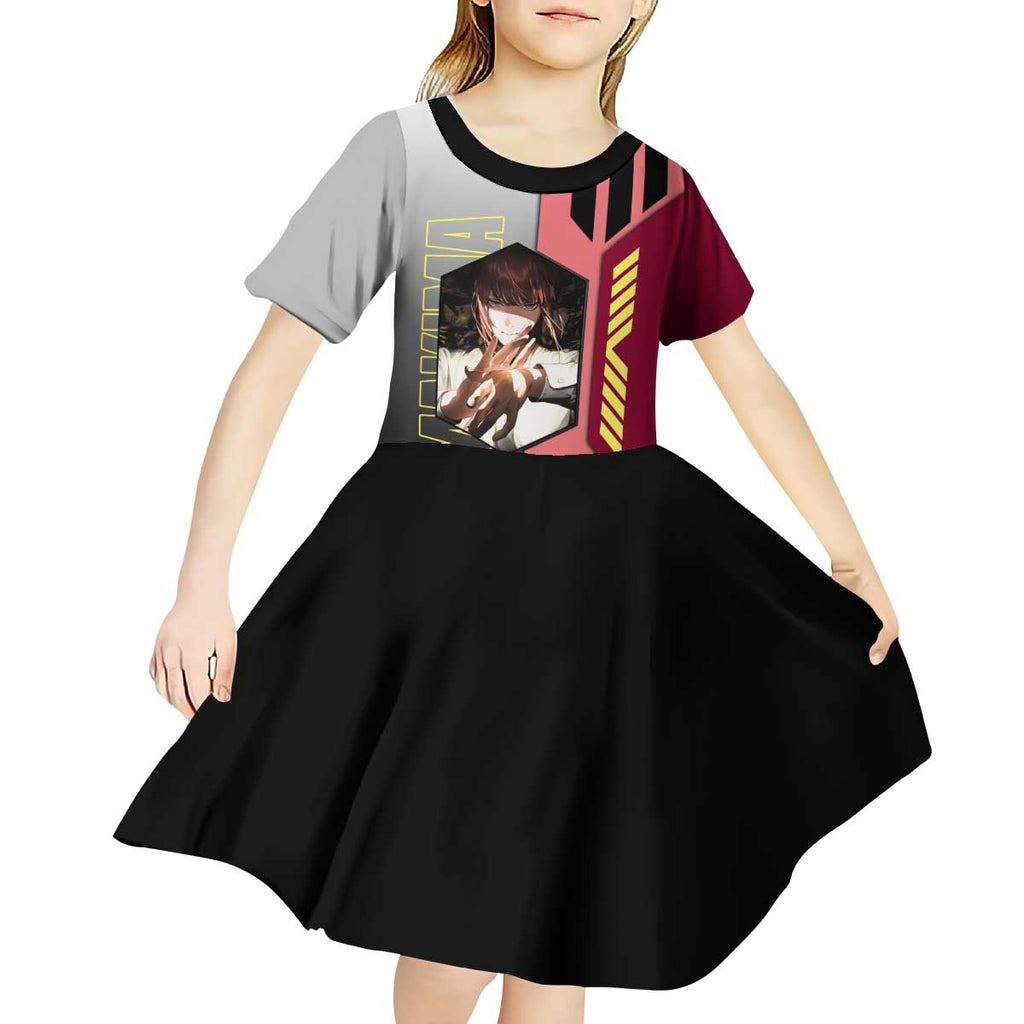 Makima from Chainsaw Man Kid Short Sleeve Dress with Cool Posing and Character Design - The Mazicc