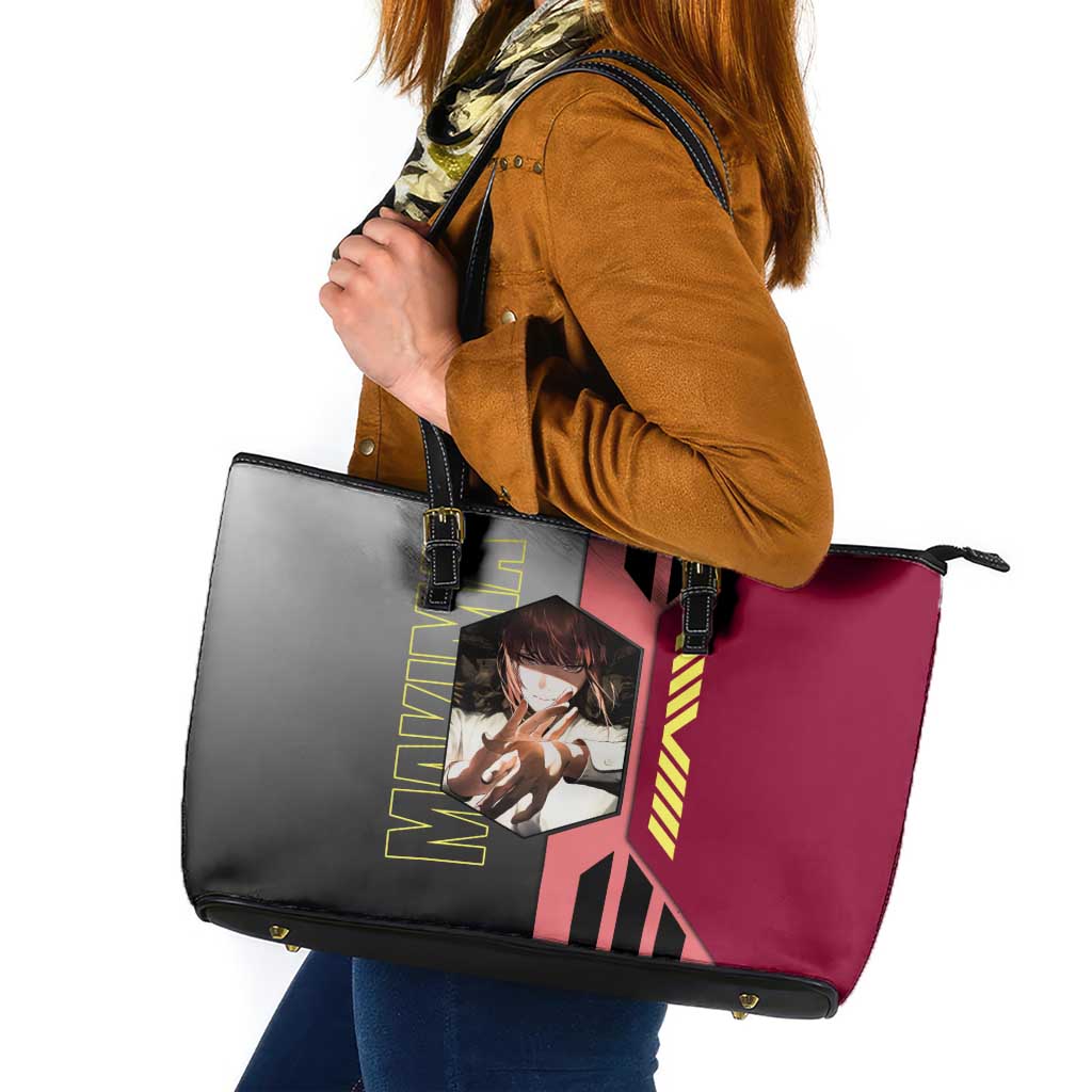 Makima from Chainsaw Man Leather Tote Bag with Cool Posing and Character Design - The Mazicc