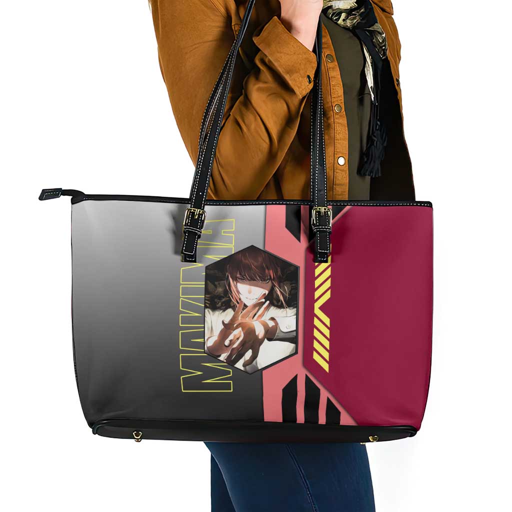 Makima from Chainsaw Man Leather Tote Bag with Cool Posing and Character Design - The Mazicc