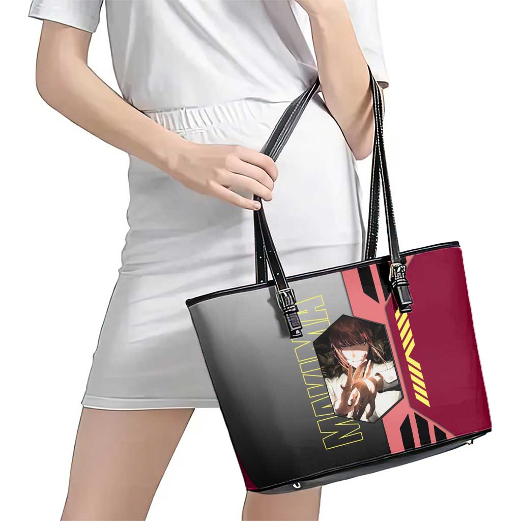 Makima from Chainsaw Man Leather Tote Bag with Cool Posing and Character Design - The Mazicc