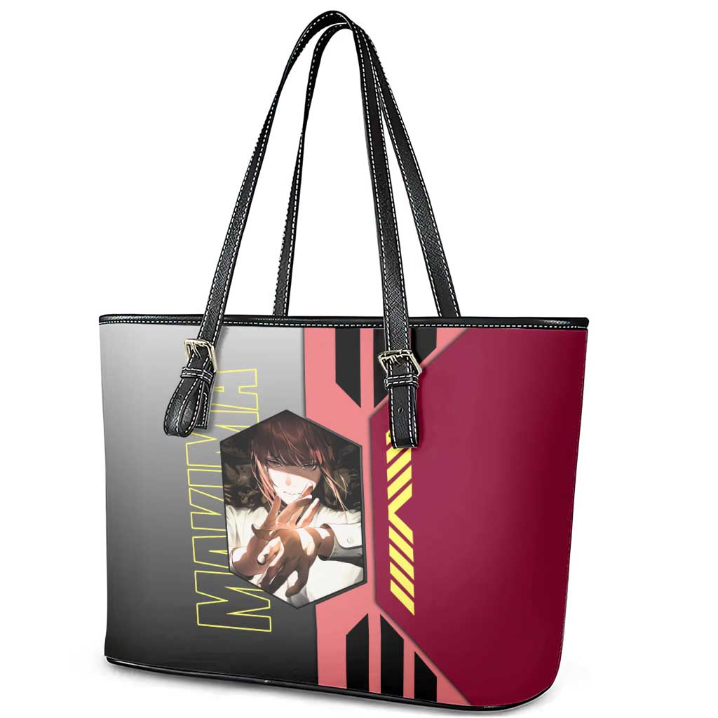Makima from Chainsaw Man Leather Tote Bag with Cool Posing and Character Design - The Mazicc