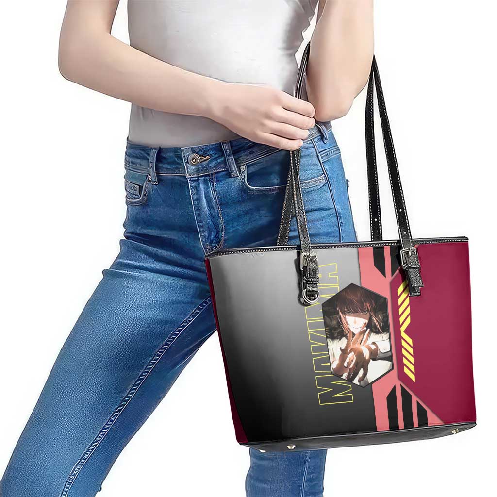 Makima from Chainsaw Man Leather Tote Bag with Cool Posing and Character Design - The Mazicc