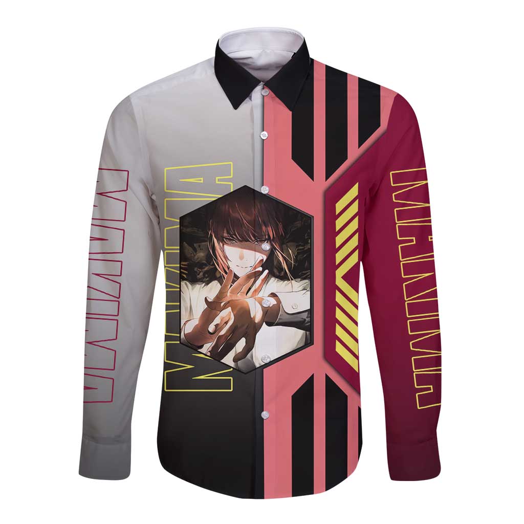 Makima from Chainsaw Man Long Sleeve Button Shirt with Cool Posing and Character Design - The Mazicc