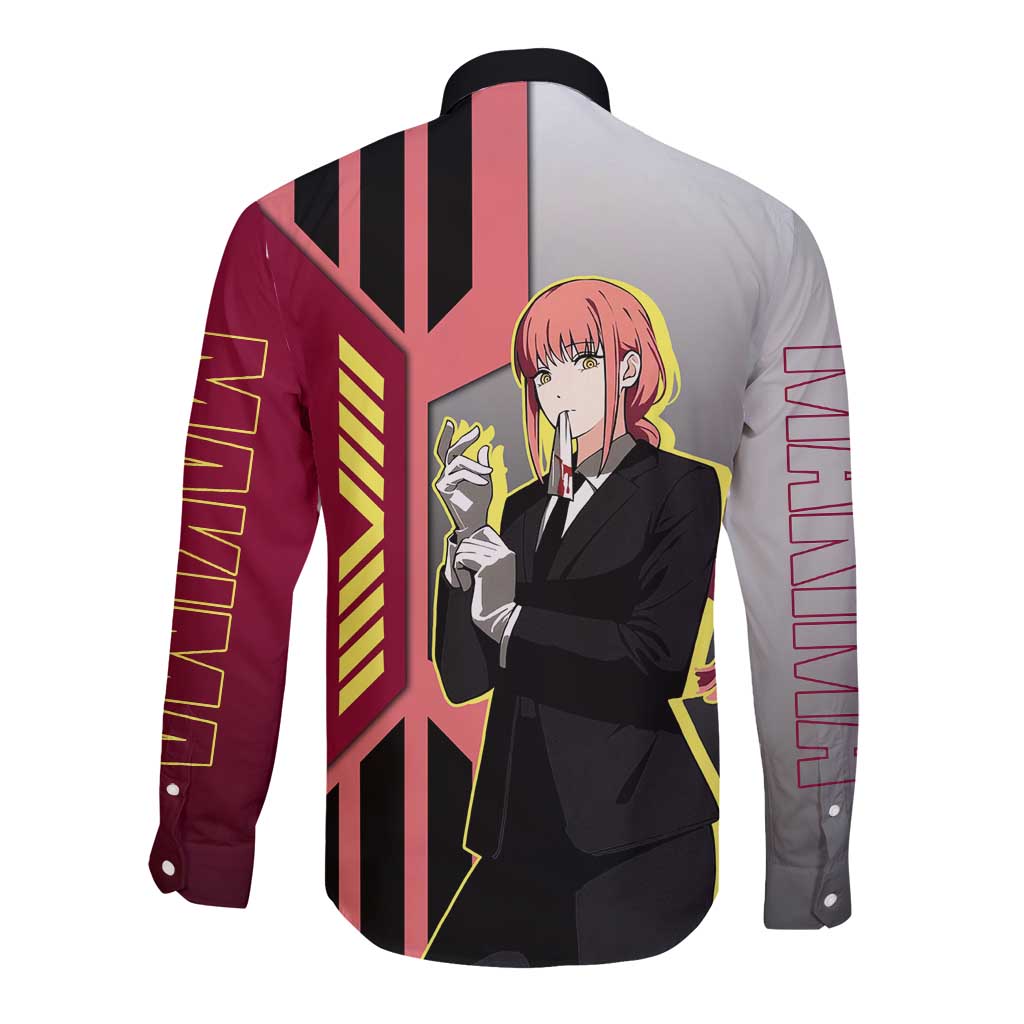 Makima from Chainsaw Man Long Sleeve Button Shirt with Cool Posing and Character Design - The Mazicc
