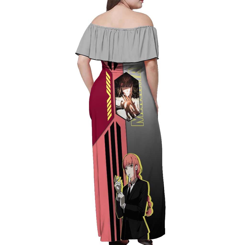 Makima from Chainsaw Man Off Shoulder Maxi Dress with Cool Posing and Character Design - The Mazicc