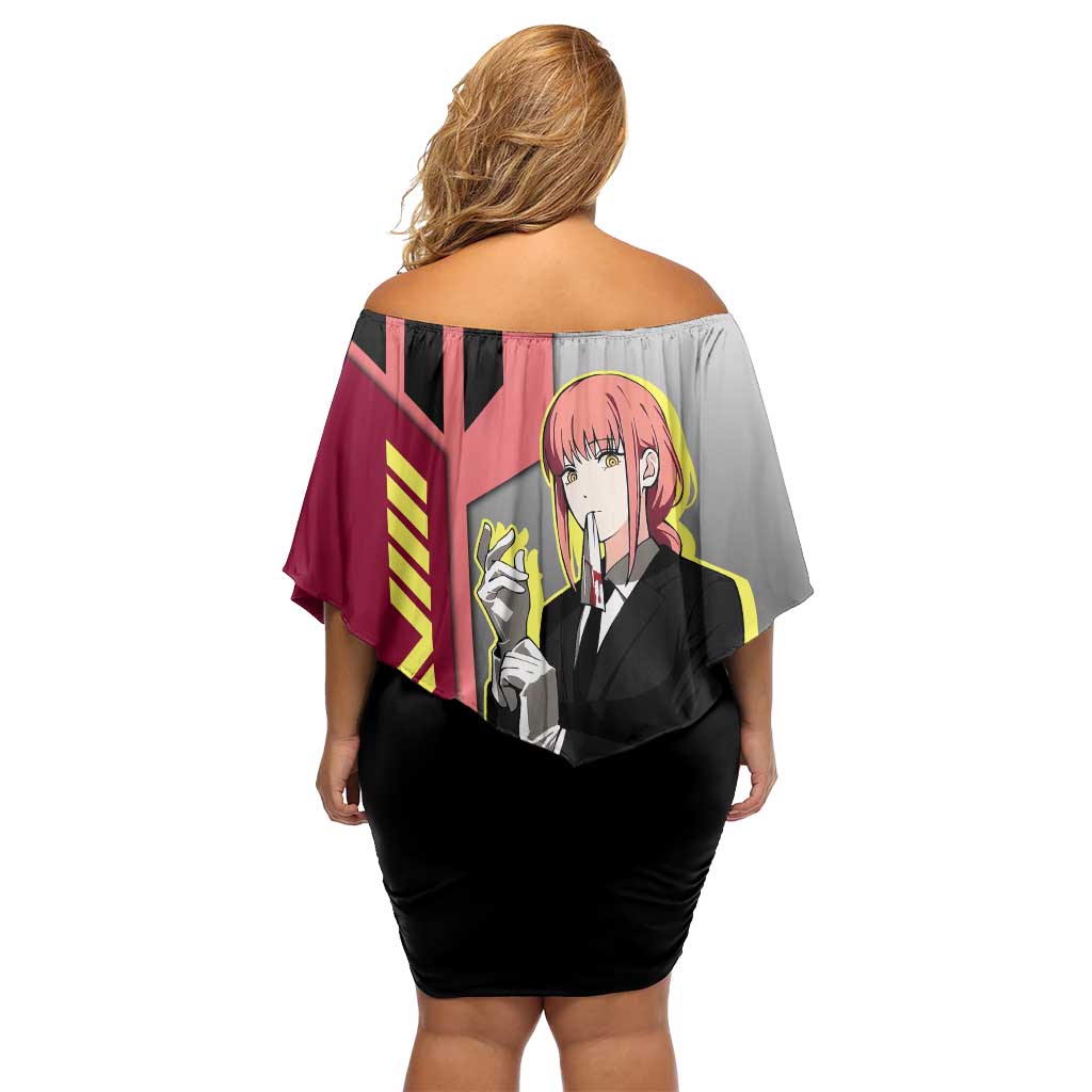 Makima from Chainsaw Man Off Shoulder Short Dress with Cool Posing and Character Design - The Mazicc