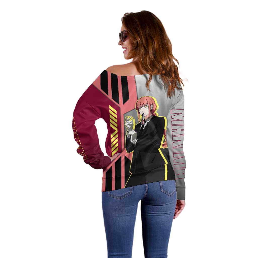 Makima from Chainsaw Man Off Shoulder Sweater with Cool Posing and Character Design - The Mazicc