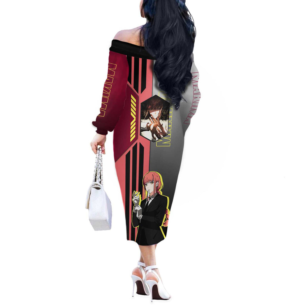 Makima from Chainsaw Man Off The Shoulder Long Sleeve Dress with Cool Posing and Character Design - The Mazicc