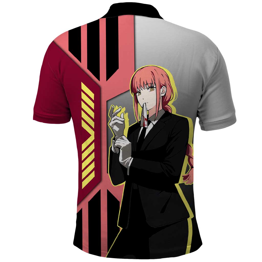 Makima from Chainsaw Man Polo Shirt with Cool Posing and Character Design - The Mazicc