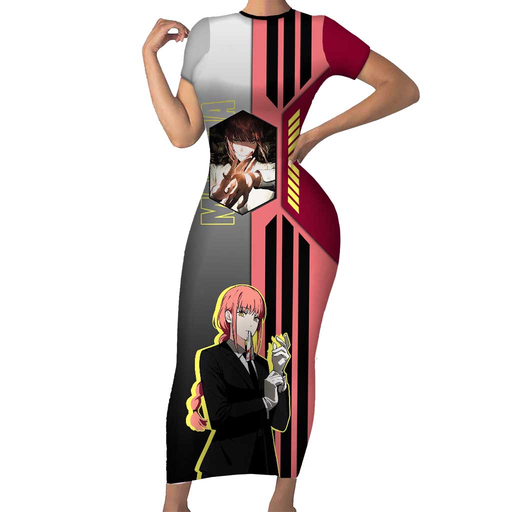 Makima from Chainsaw Man Short Sleeve Bodycon Dress with Cool Posing and Character Design - The Mazicc