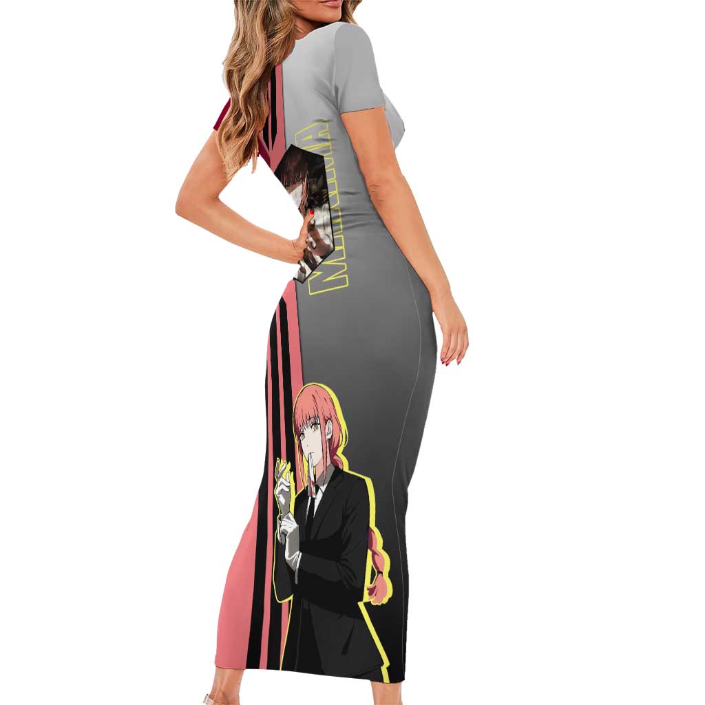 Makima from Chainsaw Man Short Sleeve Bodycon Dress with Cool Posing and Character Design - The Mazicc