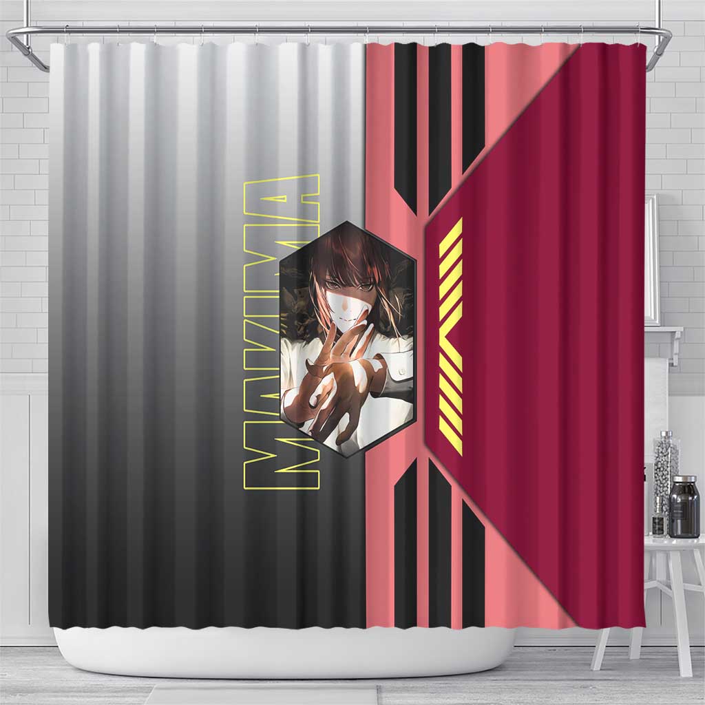 Makima from Chainsaw Man Shower Curtain with Cool Posing and Character Design - The Mazicc