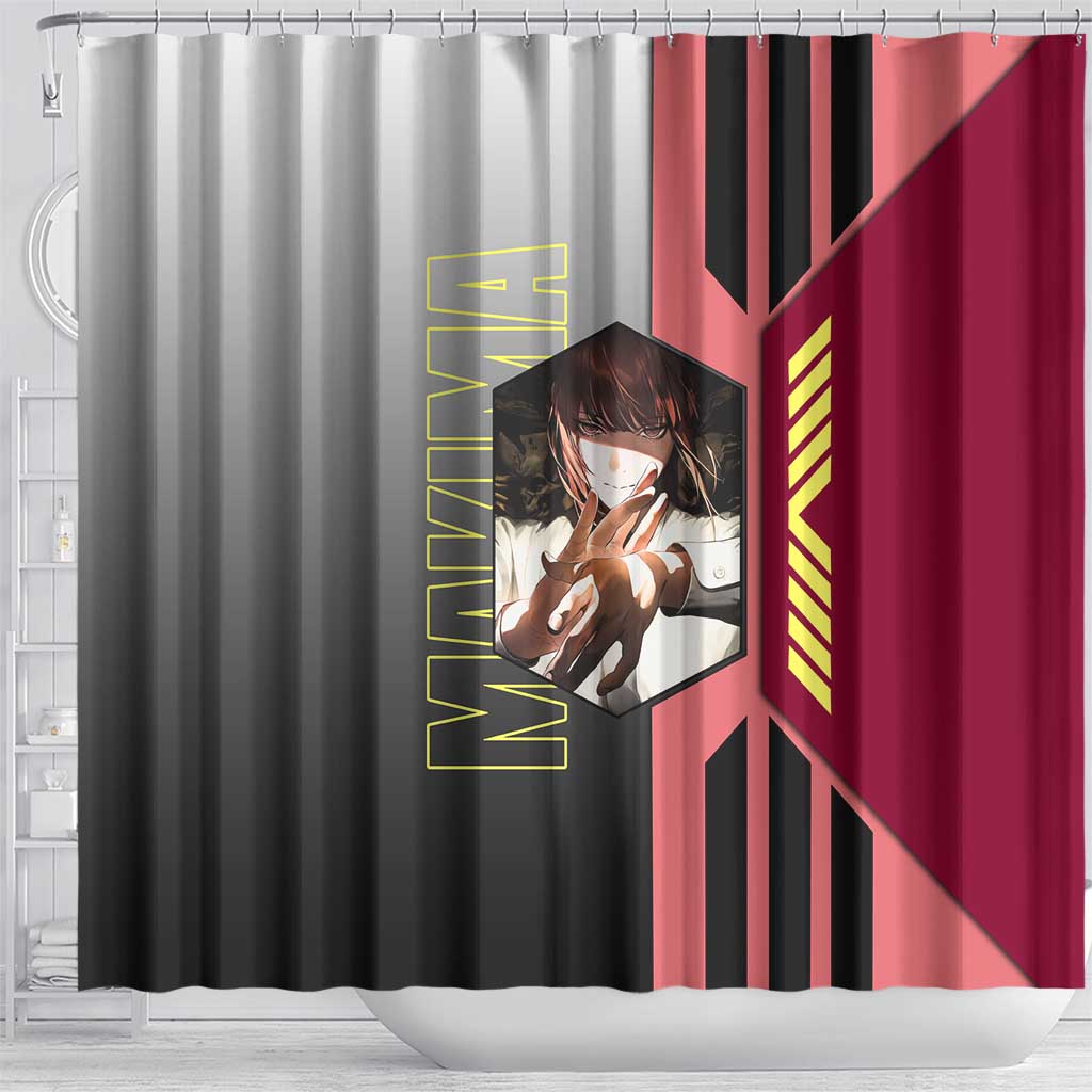 Makima from Chainsaw Man Shower Curtain with Cool Posing and Character Design - The Mazicc