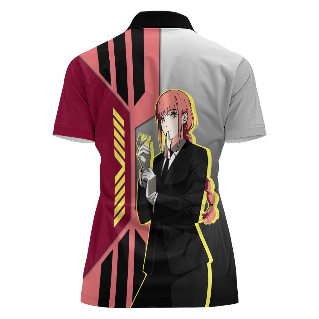 Makima from Chainsaw Man Women Polo Shirt with Cool Posing and Character Design - The Mazicc