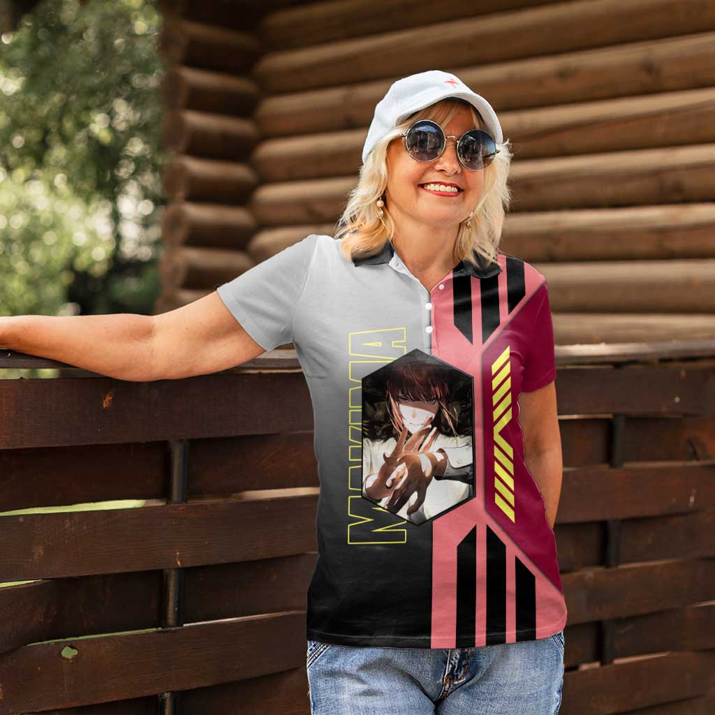 Makima from Chainsaw Man Women Polo Shirt with Cool Posing and Character Design - The Mazicc