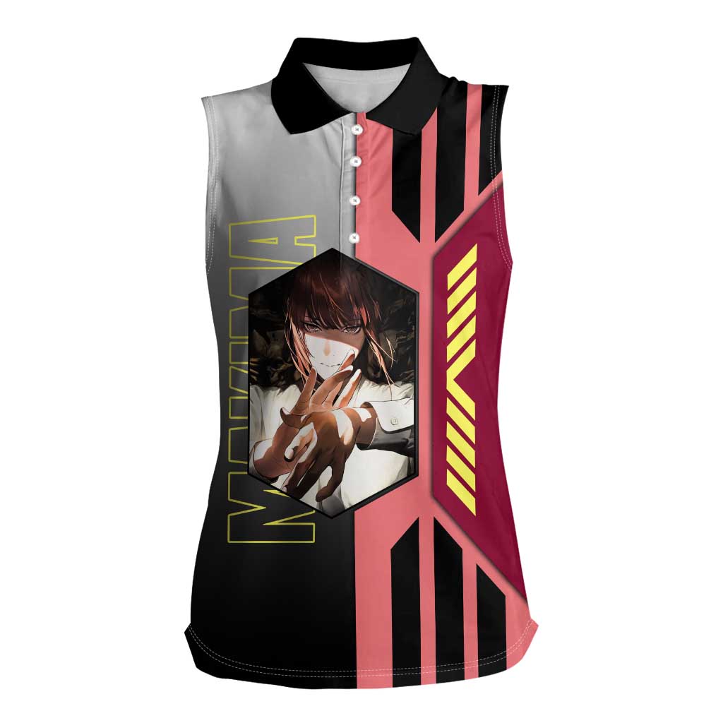 Makima from Chainsaw Man Women Sleeveless Polo Shirt with Cool Posing and Character Design - The Mazicc