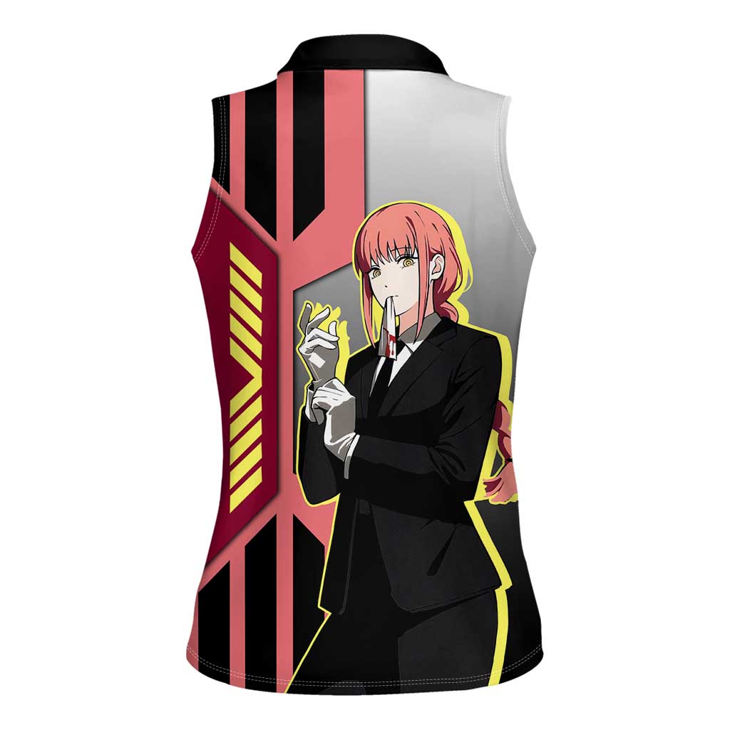 Makima from Chainsaw Man Women Sleeveless Polo Shirt with Cool Posing and Character Design - The Mazicc
