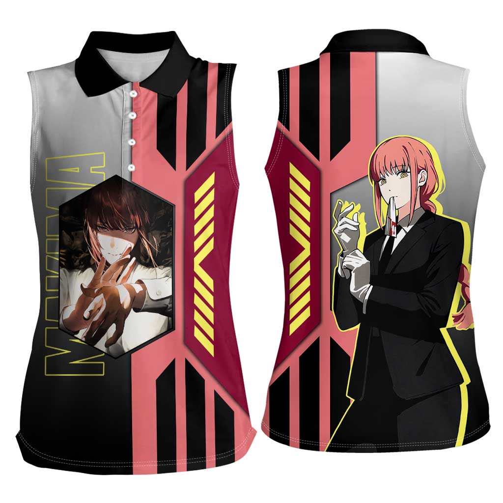 Makima from Chainsaw Man Women Sleeveless Polo Shirt with Cool Posing and Character Design - The Mazicc