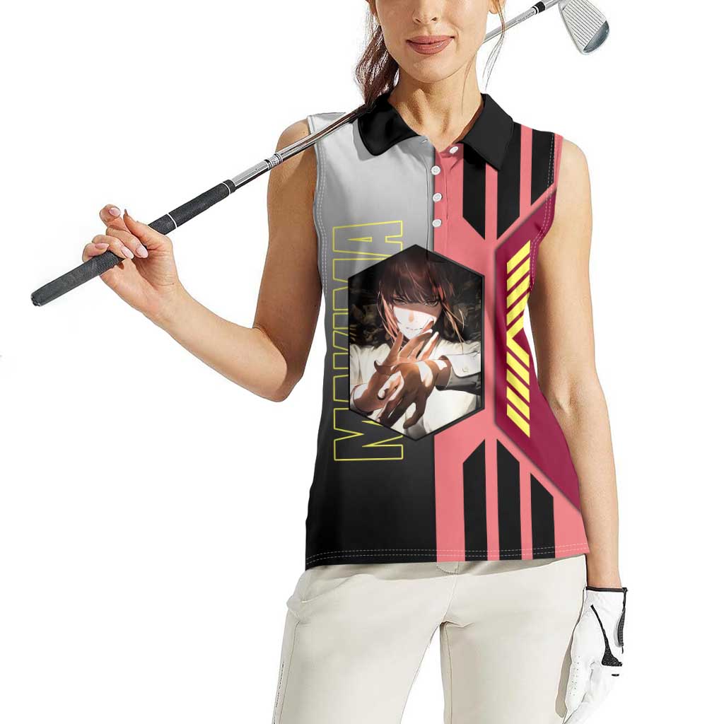 Makima from Chainsaw Man Women Sleeveless Polo Shirt with Cool Posing and Character Design - The Mazicc