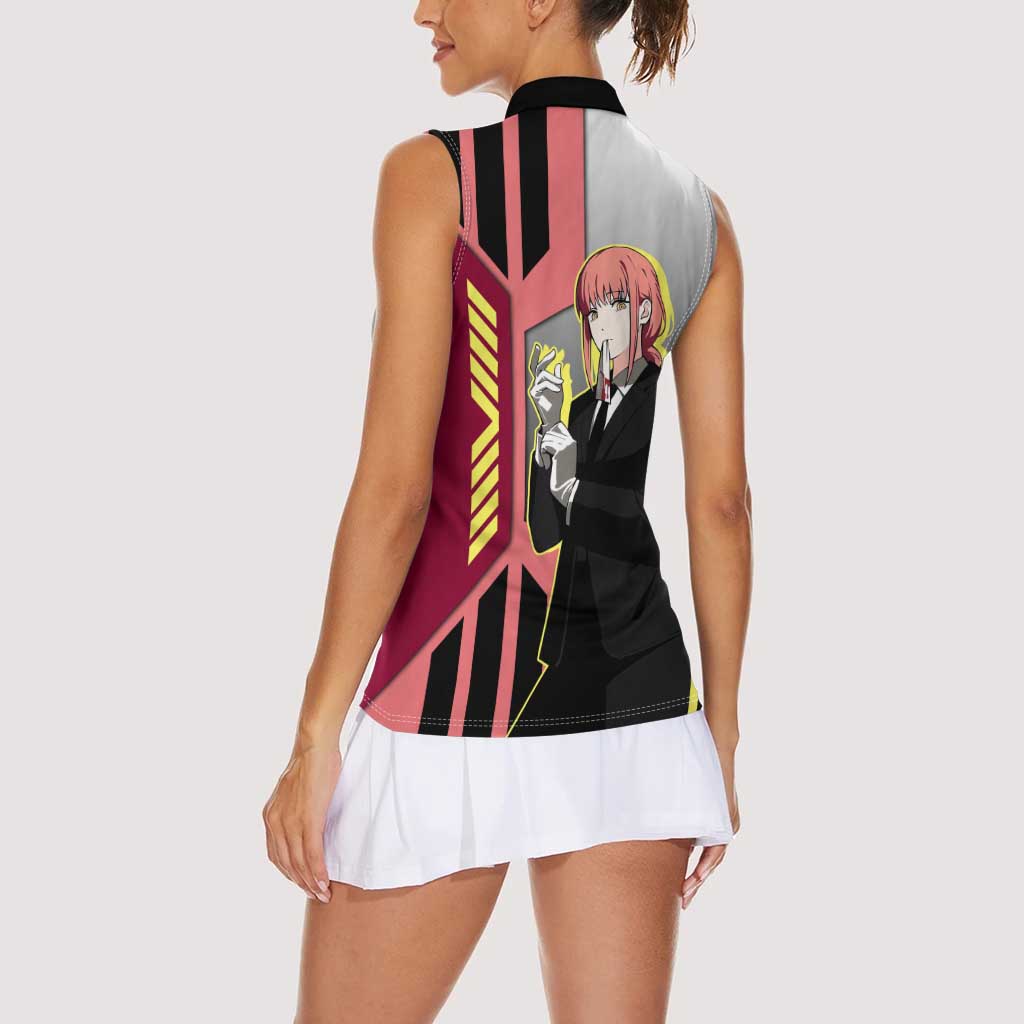 Makima from Chainsaw Man Women Sleeveless Polo Shirt with Cool Posing and Character Design - The Mazicc