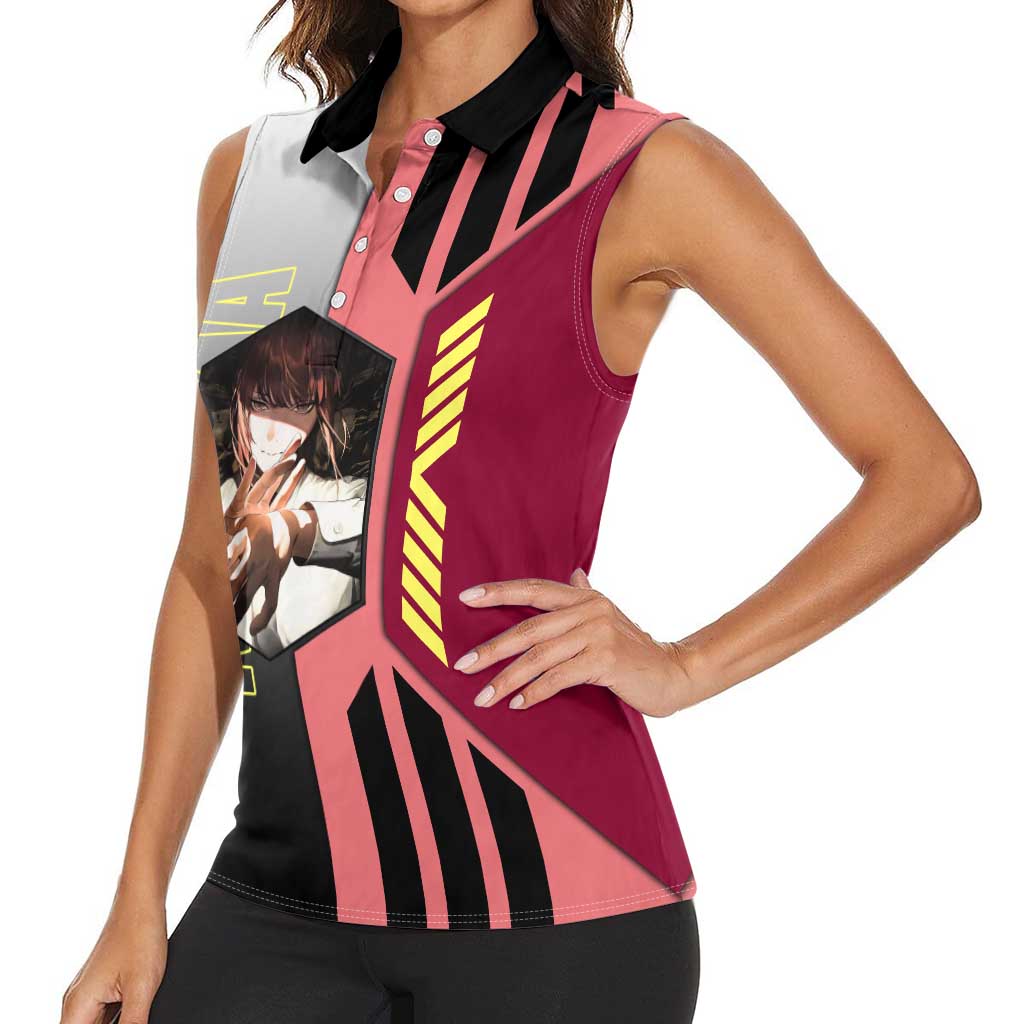 Makima from Chainsaw Man Women Sleeveless Polo Shirt with Cool Posing and Character Design - The Mazicc
